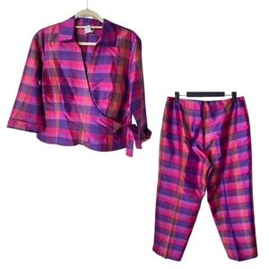 Vintage Pink & Purple Silk Suit Set